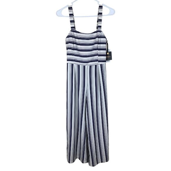 Takara Striped Jumpsuit in Blue Stripe on Cream Juniors Sz 3 NWT *FLAW - Picture 1 of 8